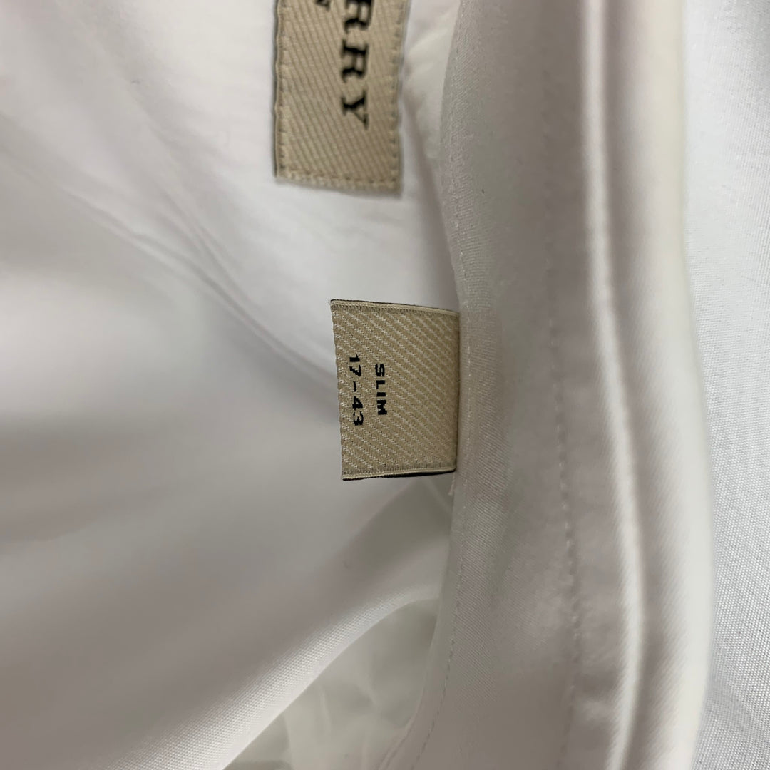 BURBERRY Size L White Cotton Tuxedo Long Sleeve Shirt