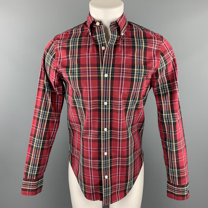 CLUB MONACO Size XS Red Plaid Cotton Button Up Long Sleeve Shirt