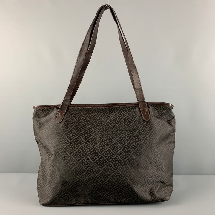 BALLY Brown Monogram Nylon Leather Tote Handbag
