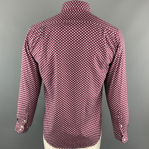 HARTFORD Size L Burgundy & White Floral Cotton Button Up Long Sleeve Shirt