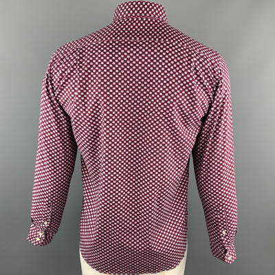 HARTFORD Size M Burgundy & White Floral Cotton Button Up Long Sleeve Shirt