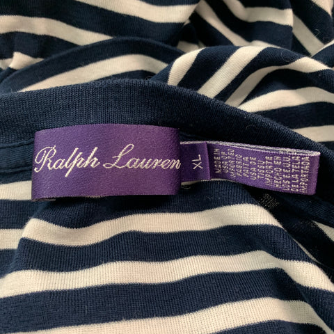 RALPH LAUREN Size XL Navy White Stripe Cotton Crew-Neck T-shirt