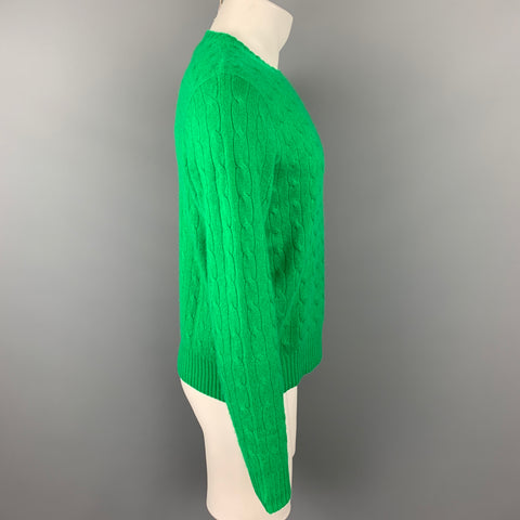 POLO by RALPH LAUREN Size S Green Cable Knit Cashmere Crew-Neck Sweater