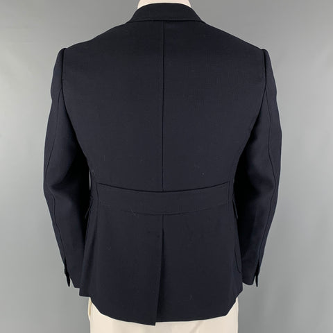 PRADA Chest Size 42 Short Navy Textured Wool Mohair Notch Lapel Sport Coat