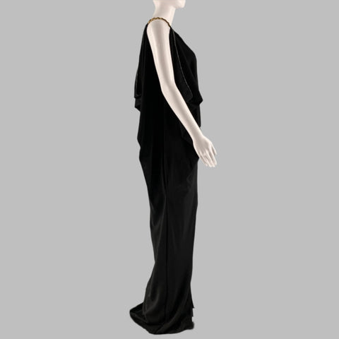 BURBERRY Size 4 Black Viscose Elastane Beaded Chain Dress