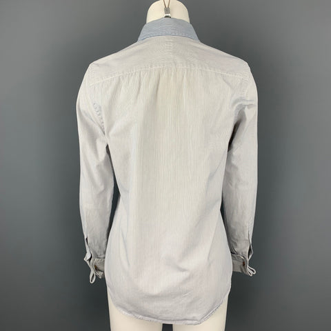 RALPH LAUREN Blue Label Taille 6 Blouse à manchette française en coton bleu et blanc