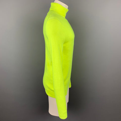 PAUL SMITH Size L Neon Yellow Knitted Polyester Turtleneck Pullover