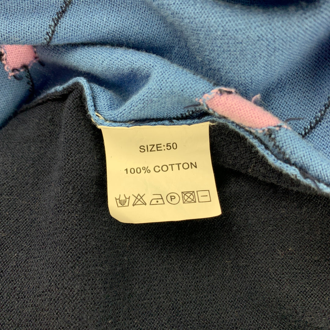 MASSIMO REBECCHI Size M Blue & Navy Argyle Cotton V-Neck Pullover
