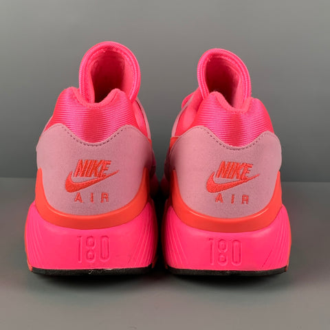NIKE x COMME des GARCONS Air Max 180 Size 9.5 Pink Neon Mixed Materials Sneakers