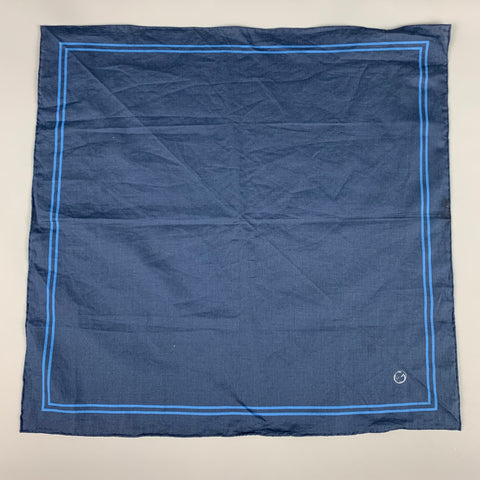 GUCCI Navy Blue Stripe Cotton Pocket Square