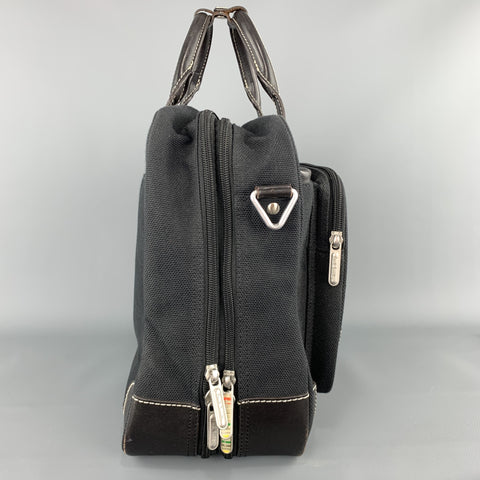 PAUL SMITH Contrast Stitch Black Canvas Leather Trim Work Bag