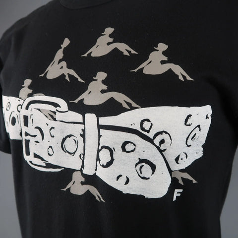 COMME des GARCONS HOMME PLUS Size L Black Belt & Ladies Graphic Cotton T-shirt COMME des GARCONS HOMME PLUS