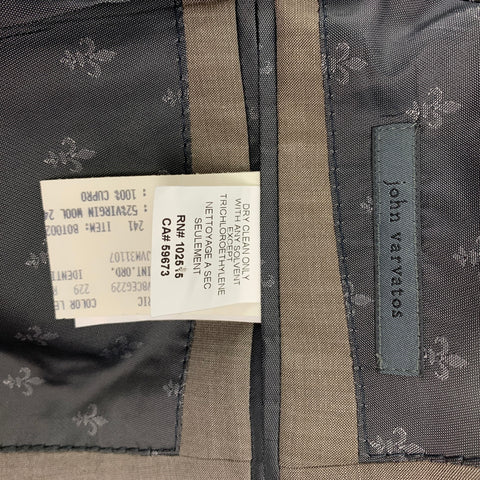JOHN VARVATOS Size 38 Regular Oatmeal Heather Wool Blend Peak Lapel Suit