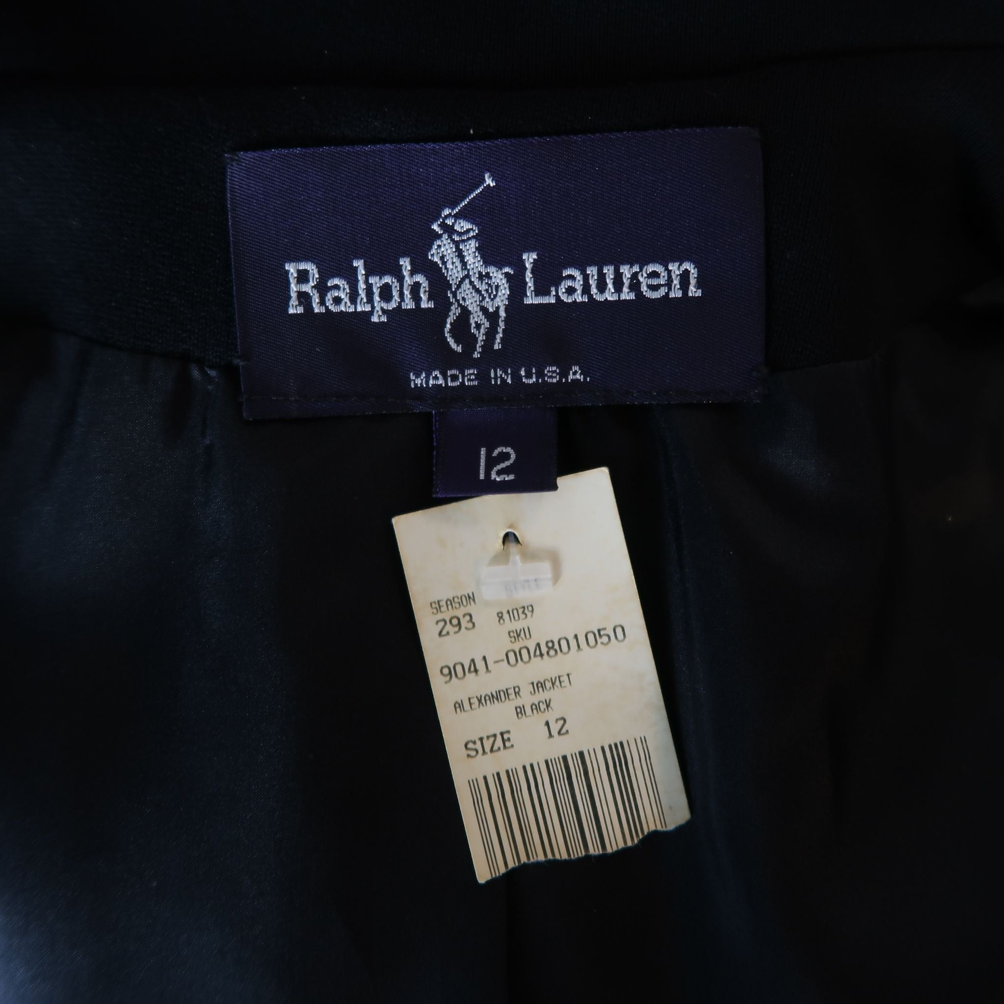 RALPH LAUREN Size 12 Black Wool High Collar Lamb Fur Trim Frog