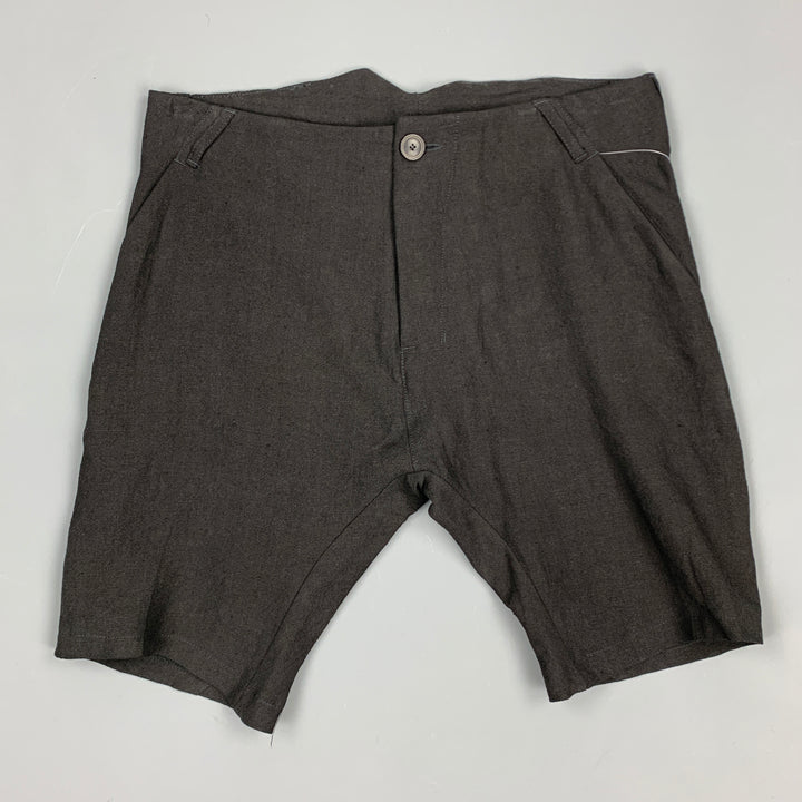 HANNIBAL Size 30 Black Linen Button Fly Shorts