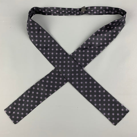 Nœud papillon à nouer soi-même en soie florale noire VINTAGE