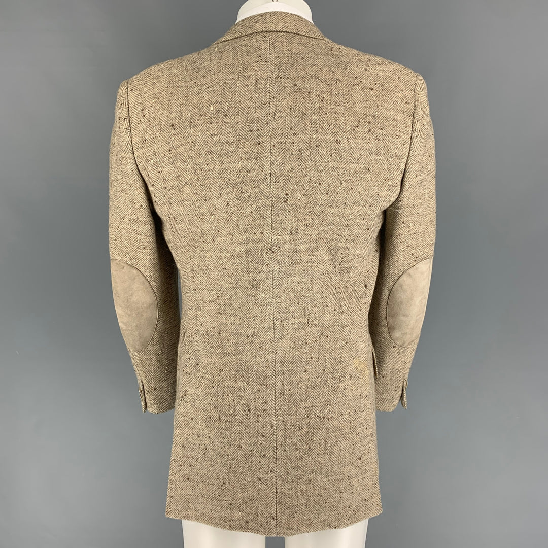 BRIONI pour WILKES BASHFORD Taille 39 Crème Taupe Herringbone Wool Alpaca Sport Coat