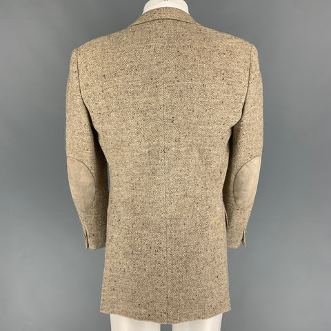 BRIONI for WILKES BASHFORD Size 39 Cream Taupe Herringbone Wool Alpaca Sport Coat