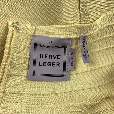 HERVE LEGER Size XS Cream Rayon Blend Bandage Marina Cocktail Dress