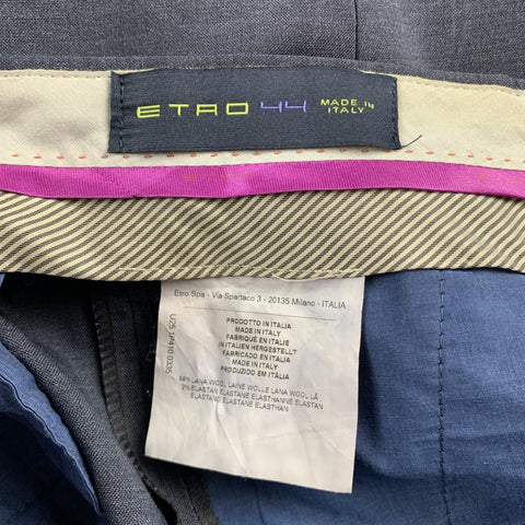 ETRO Size 34 Dark Gray Paisley Wool Notch Lapel 3 Piece Suit