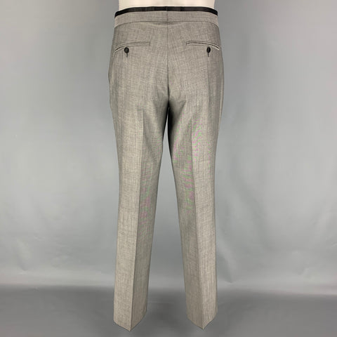 THE KOOPLES Size 40 Grey Black Wool Shawl Collar Suit