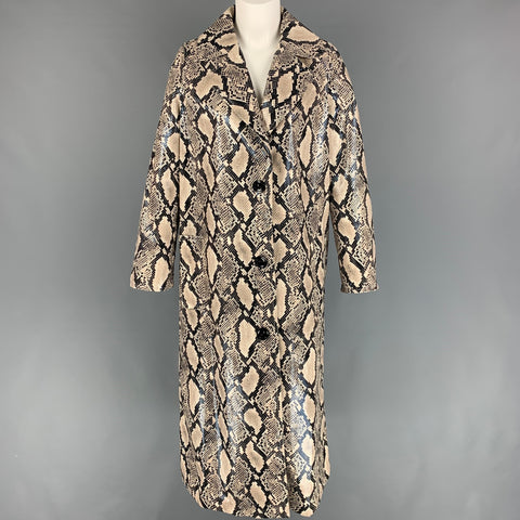STAND STUDIO Taille XS Beige Noir Mélange de Polyester Manteau Imprimé Peau de Serpent