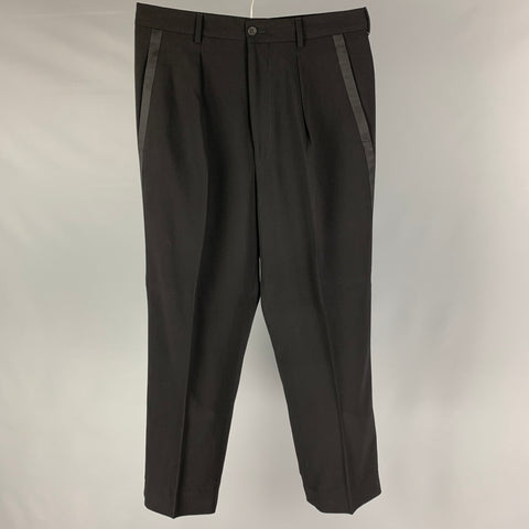 EMPORIO ARMANI Size 32 Black Wool Tuxedo Dress Pants