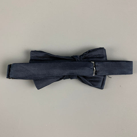 DENIS COLBAN Navy Ribbed Silk Bow Tie