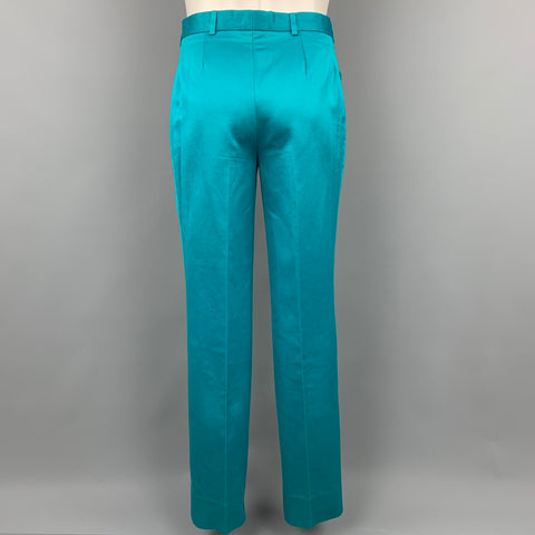 OZWALD BOATENG Size 38 Aqua Cotton Notch Lapel Suit