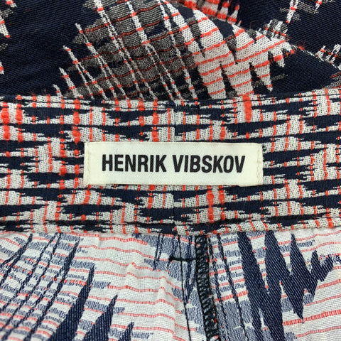 HENRIK VIBSKOV Size S Navy & Red Abstract Cotton Blend Drop-Crotch Casual Pants