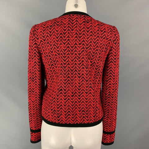 SEM SEM Size 4 Red & Black Acrylic Blend Zig Zag Suede Jacket