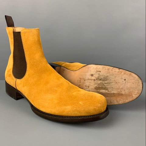 PRADA Size 12 Natural Suede Leather Ankle Boots