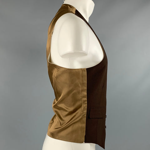 VINTAGE Taille S Gilet à rayures marron beige