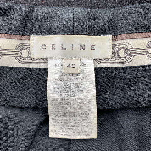 CELINE Taille 4 Pantalon habillé à jambe large en laine anthracite