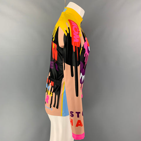 WALTER VAN BEIRENDONCK FW19 Size M Multicolor Pink Graphic Nylon Jersey Bike Top