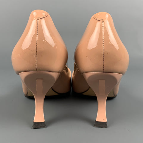 ROGER VIVIER Size 6 Nude Patent Leather Curved Heel Pumps