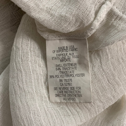 HELMUT LANG Size S White Triacetate Blend See Through Long Sleeve Casual Top