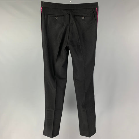 BURBERRY PRORSUM Size 32 Black Wool Tuxedo Dress Pants