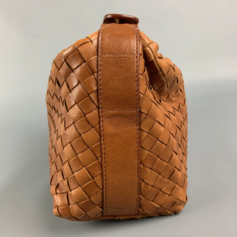 BOTTEGA VENETA Cognac Woven Leather Mini Handbag