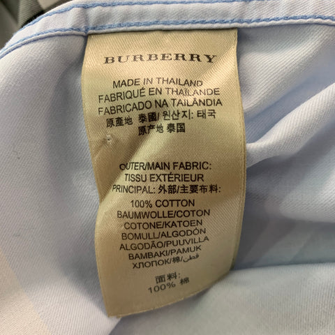 BURBERRY BRIT Size L Blue & Gray Plaid Cotton Button Down Short Sleeve Shirt