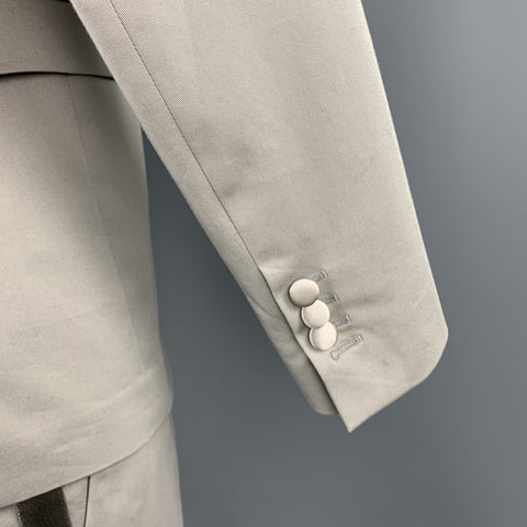 NEIL BARRETT Size 38 Light Gray Cotton / Elastane Peak Lapel Silk Trim Tuxedo
