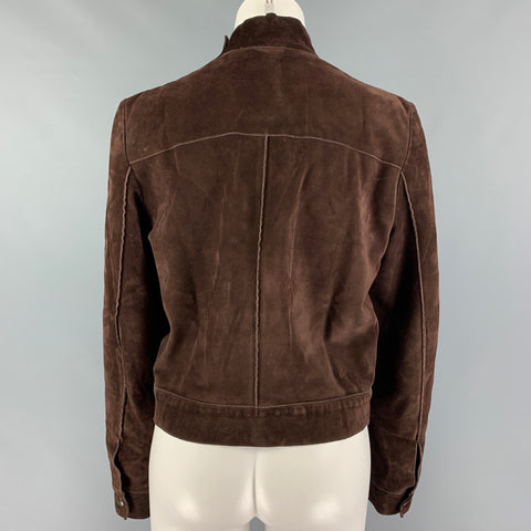 MIU MIU Size 6 Brown Suede Snaps Jacket