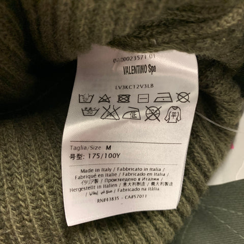 VALENTINO Jersey de cuello redondo de cachemir de lana acanalado verde talla M