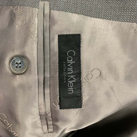 CALVIN KLEIN COLLECTION Size 44 Grey Woven Wool Notch Lapel Suit