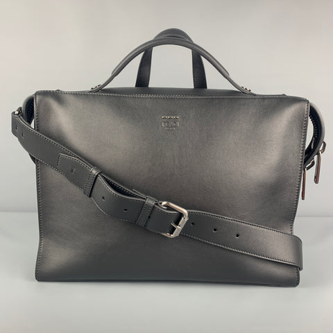 FENDI Black Leather 7VA400 Tote Briefcase Bag