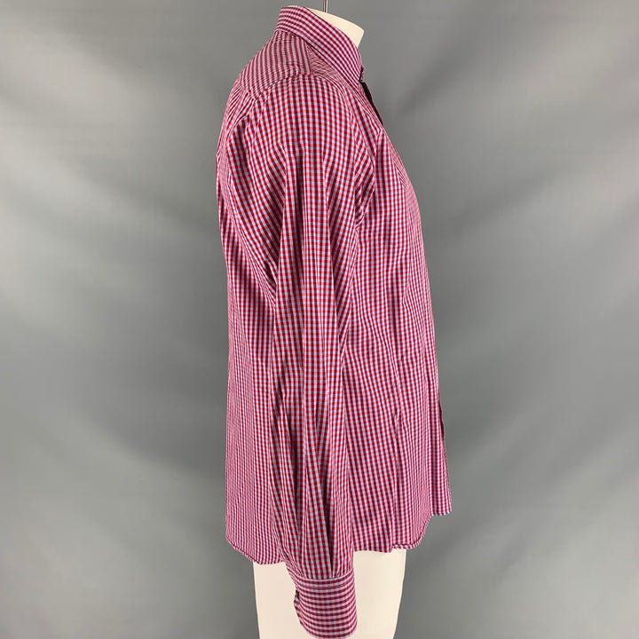PAUL SMITH Size L Red & Blue Burgundy Gingham Cotton Slim Fit Long Sleeve Shirt