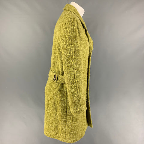 PAUL SMITH Size M Green Textured Wool Polyamide Notch Lapel Coat