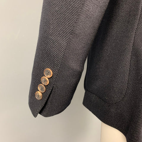 LORO PIANA Size 38 Black Cashmere Notch Lapel Sport Coat