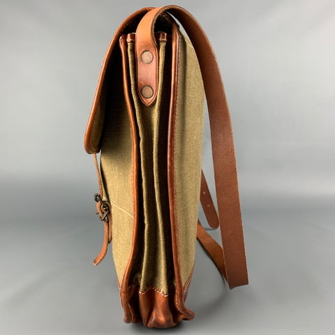 RRL by RALPH LAUREN Olive & Tan Canvas Leather Messenger Bag