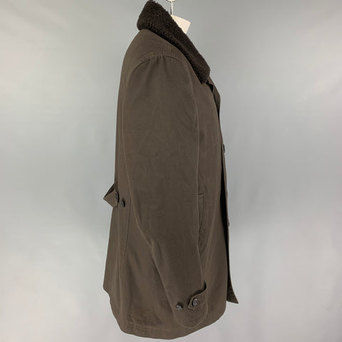 PAUL SMITH Taille XXL Manteau doublure amovible en coton polyester marron
